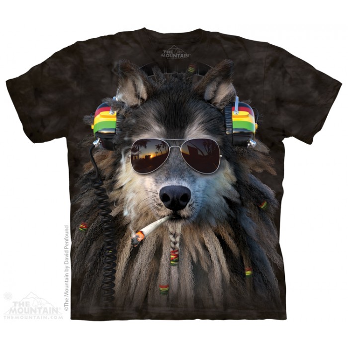 塔法里狼 Smoking Rasta Wolf 猛兽图案T恤 THE MOUNTAIN 3DT恤（2015）