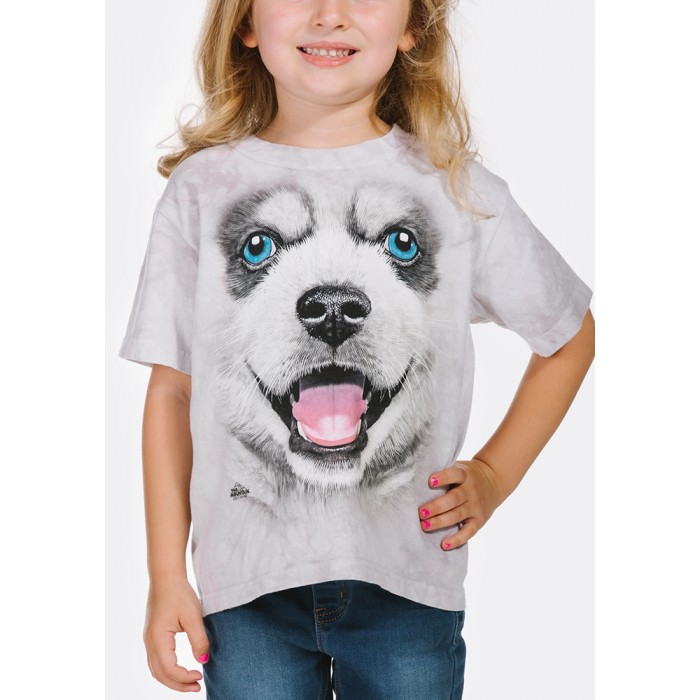 新款哈士奇小狗BF Siberian Husky Puppy -Kids宠物图案T恤 THE MOUNTAIN 3DT恤 (2017)【少女|儿童】