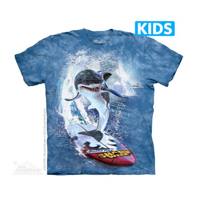 鲨鱼冲浪 SHARK SURF - Kids 鲨鱼图案T恤 美国THE MOUNTAIN 3DT恤（2016）【少女|儿童】