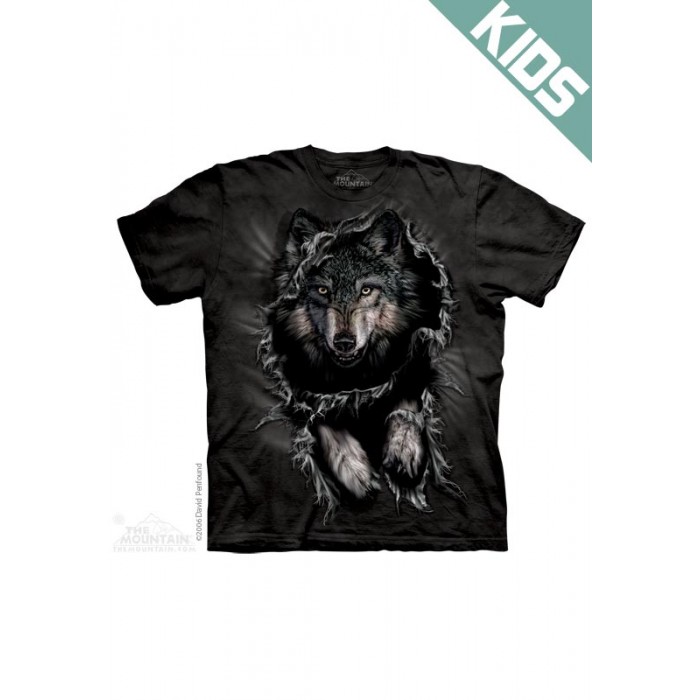 突破狼B.THROUGH WOLF - Kids 狼猛兽图案T恤 THE MOUNTAIN 3DT恤【少女|儿童】