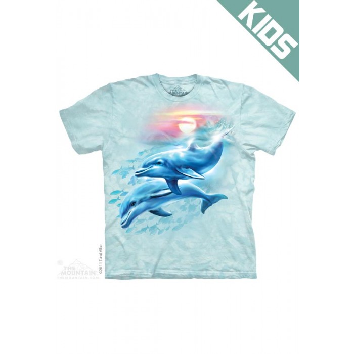夕阳下海豚DOLPHIN SUNSET - Kids  海洋图案T恤 THE MOUNTAIN 3DT恤【少女|儿童】