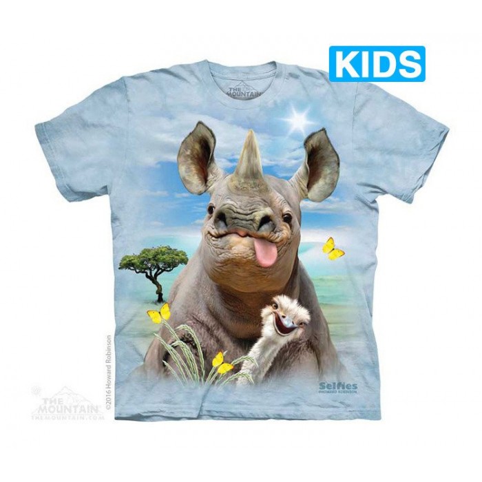 犀牛自拍 Rhino Selfie -Kids 野生动物T恤 THE MOUNTAIN 3DT恤【少女|儿童】(2017) | TMTEE.com