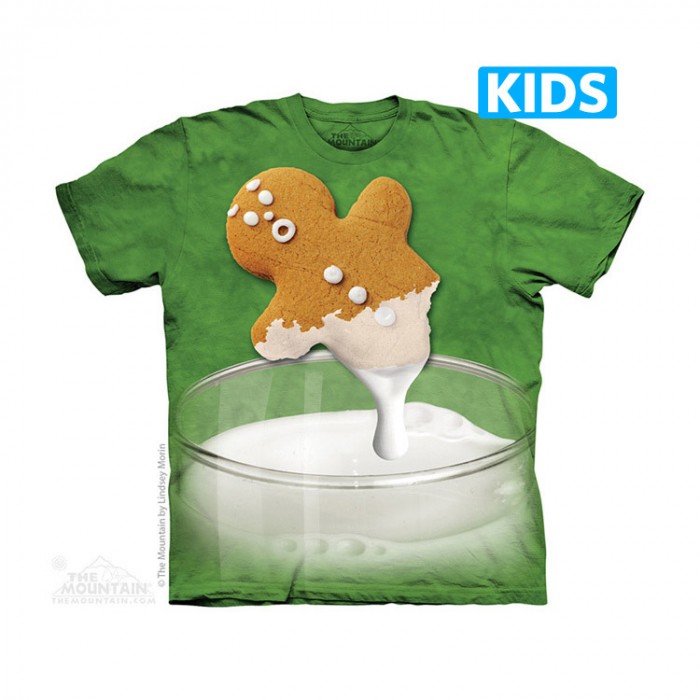 姜饼牛奶 GINGERBREAD DUNK ATT - Kids 早餐 食物图案T恤 美国 THE MOUNTAIN 3DT恤(2015)【少女|儿童】|TMTEE.com