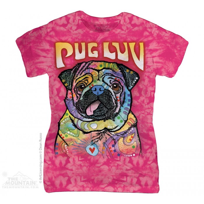 爱心巴哥犬 PUG LUV 狗狗图案 Ladies T恤 THE MOUNTAIN 3D女士T恤 | 美国THE MOUNTAIN官网授权中国在线商店 | TMTEE.com