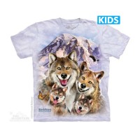 狼族自拍 Wolf Selfie -Kids 狼图案T恤 THE MOUNTAIN 3DT恤【少女|儿童】(2017) | TMTEE.com