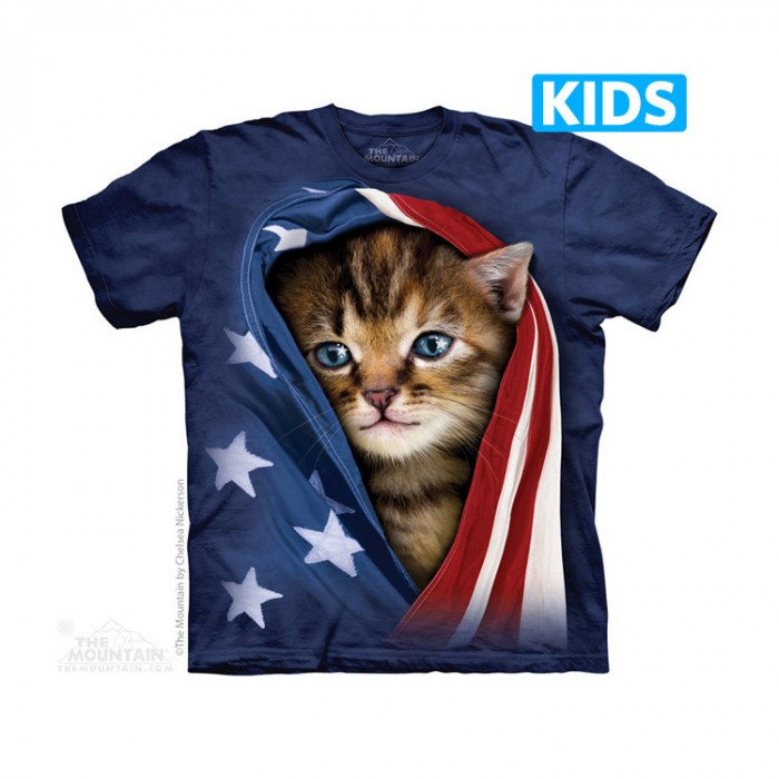 美国旗小猫 PATRIOTIC KITTEN - Kids 宠物 猫图案T恤 美国 THE MOUNTAIN 3DT恤(2015)【少女|儿童】| TMTEE.com