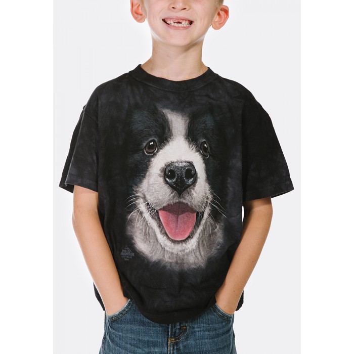 新款边牧小狗BF Border Collie Puppy -Kids宠物图案T恤 THE MOUNTAIN 3DT恤 (2017)【少女|儿童】