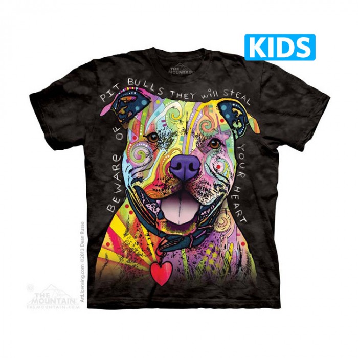 涂鸦比特犬BEWARE OF PIT BULLS - Kids 宠物 狗图案T恤 美国 THE MOUNTAIN 3DT恤(2015)【少女|儿童】| TMTEE.com