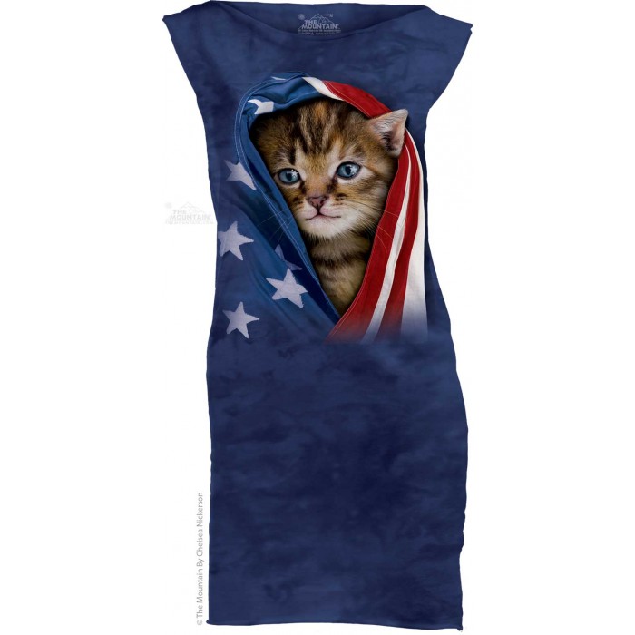 美国旗小猫 PATRIOTIC KITT Mini Dress 宠物图案连衣裙 THE MOUNTAIN 3D连衣裙